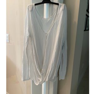 Brand New Express Large White Long Sleeve Two Way T-Shirt V-Neck